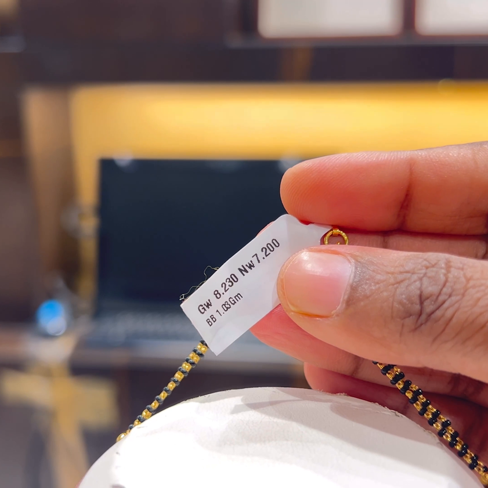 CHANDANA Brothers 7.2gms SHORT BLACK BEADS 22K Yellow Gold