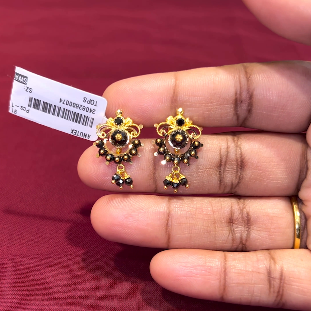 Daily Wear Black Bead Stud Earrings Anu Jewellers EARRINGS 22K