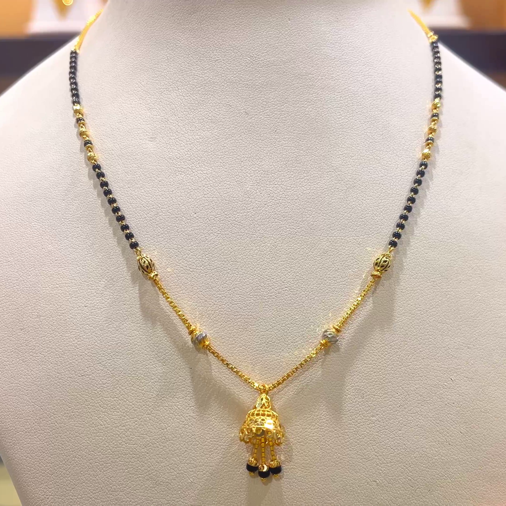 CHANDANA Brothers 7.8gms SHORT BLACK BEADS 22K Yellow Gold