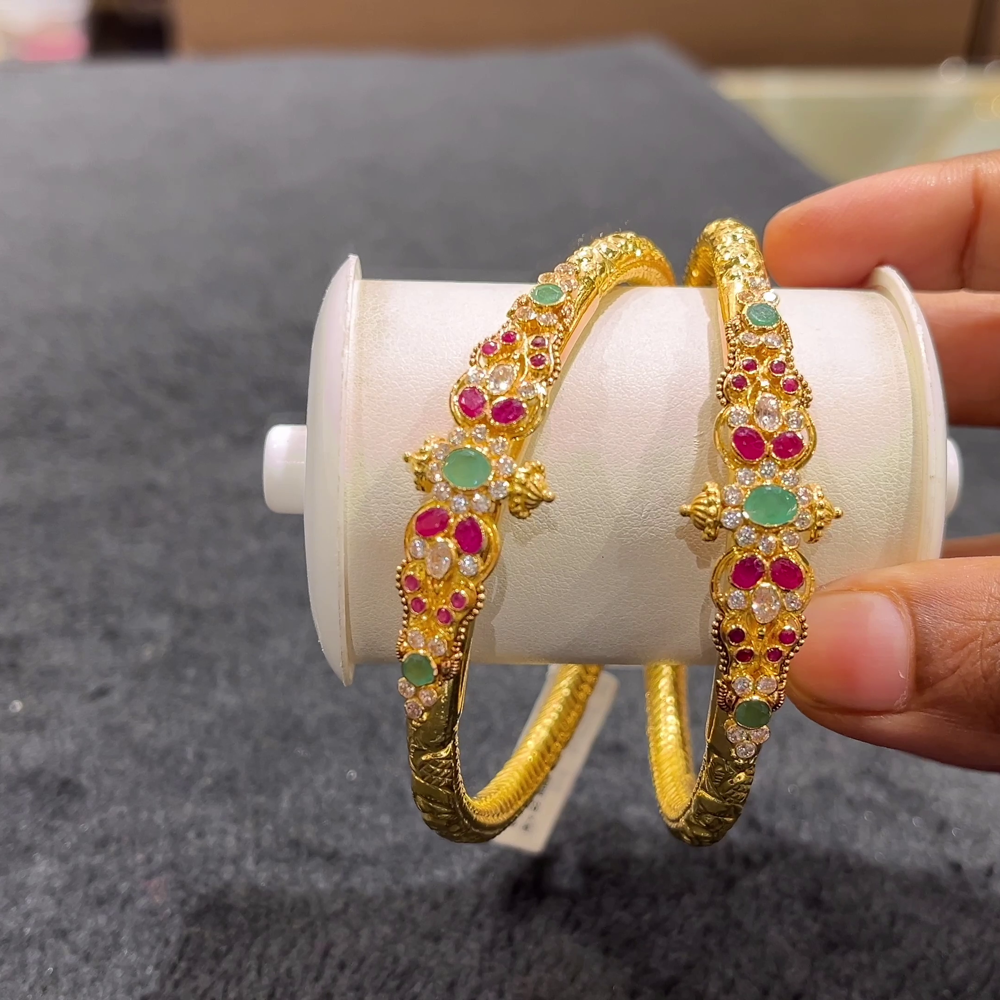 Branch Gold Sheet Bangles Gold Plated Brass Bangle Set Elegant