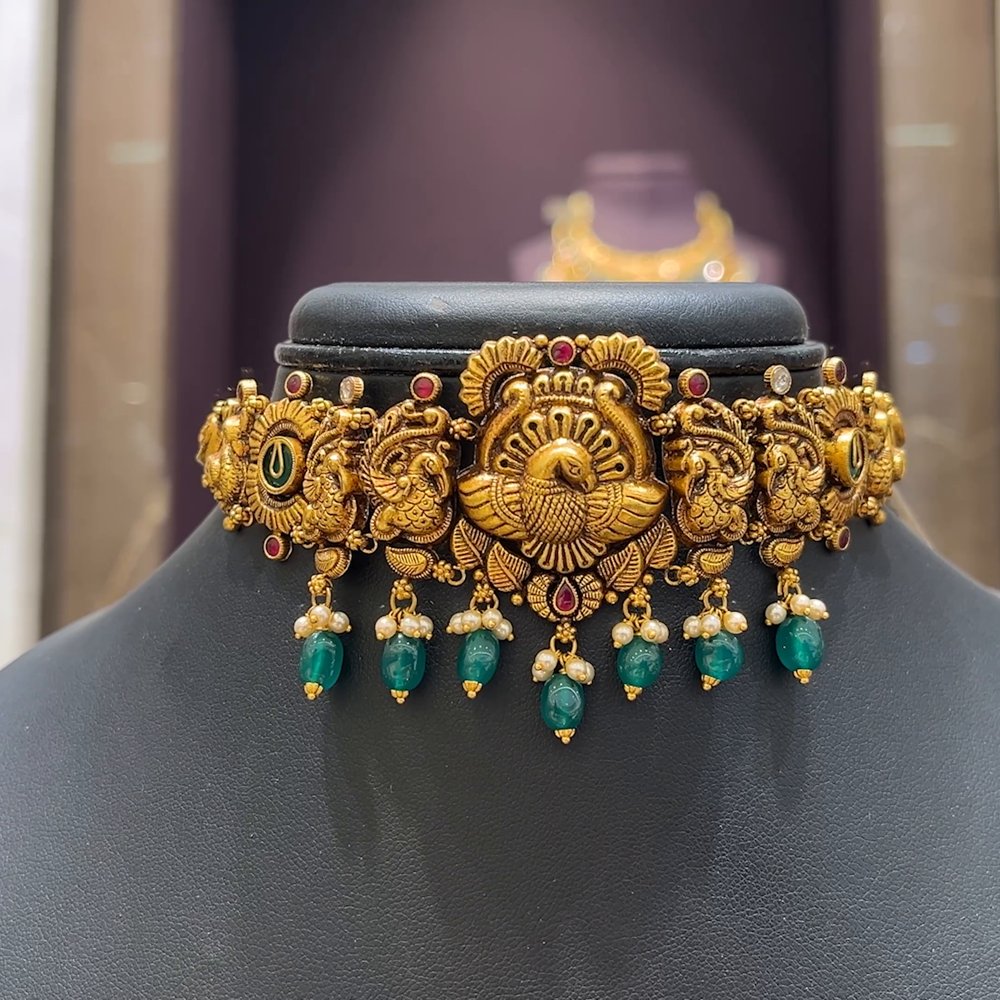 Choker Necklace Traditional Temple Jewellery Designs In Malabar
