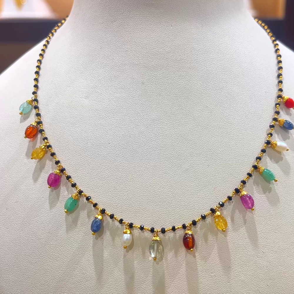 CHANDANA Brothers 5.49gms SHORT BLACK BEADS 22K Yellow Gold