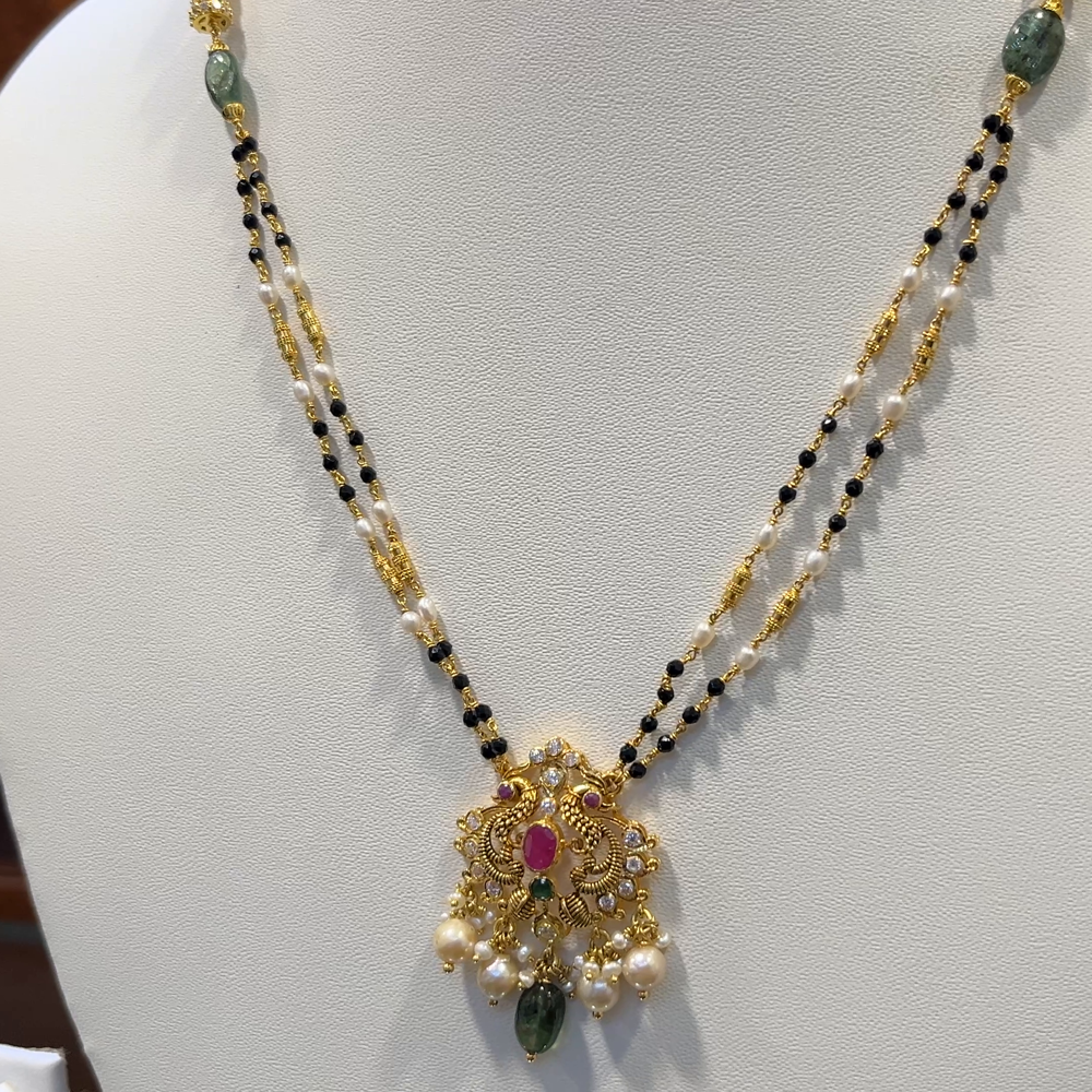 SRI RAM 15.257gms SHORT BLACK BEADS 22K Nakshi