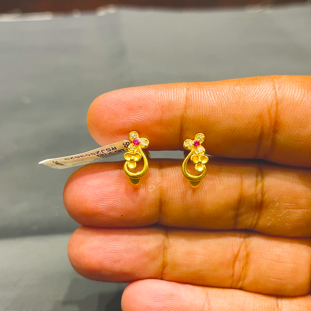Grt Gold Earrings With Price Make To Order] EARRINGS 22K – BangaruRani - Main Image