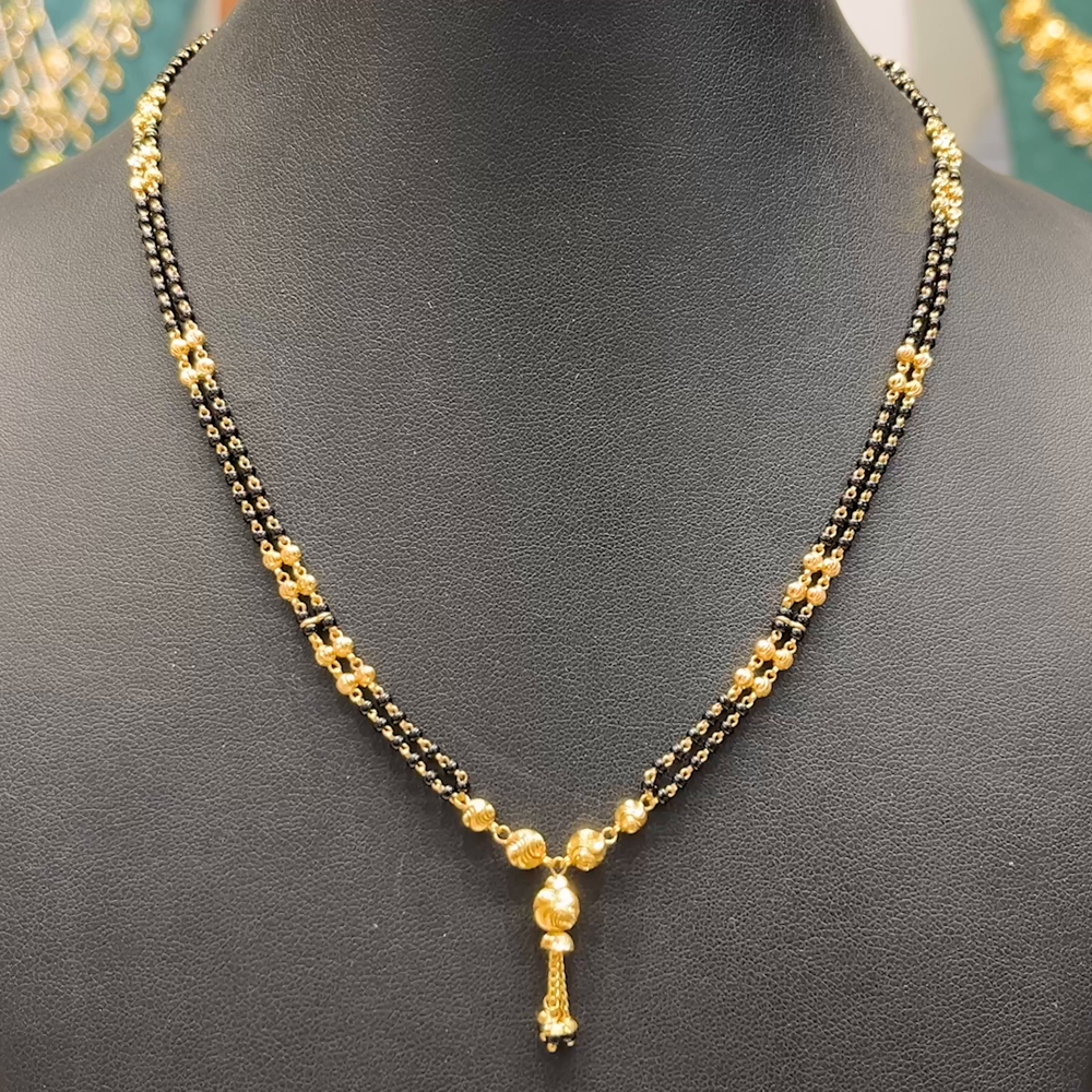 Chennai Shopping Mall SHORT BLACK BEADS 22K Yellow Gold