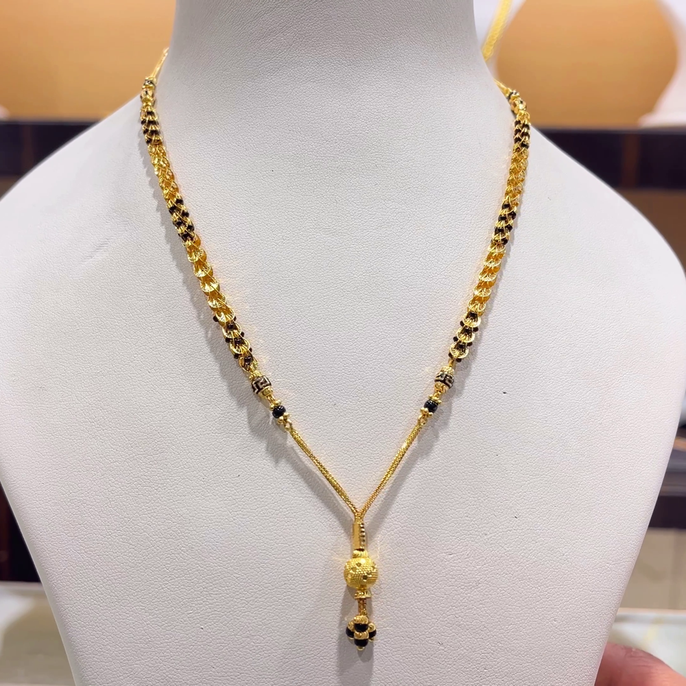 CHANDANA Brothers 13.41gms SHORT BLACK BEADS 22K Yellow Gold