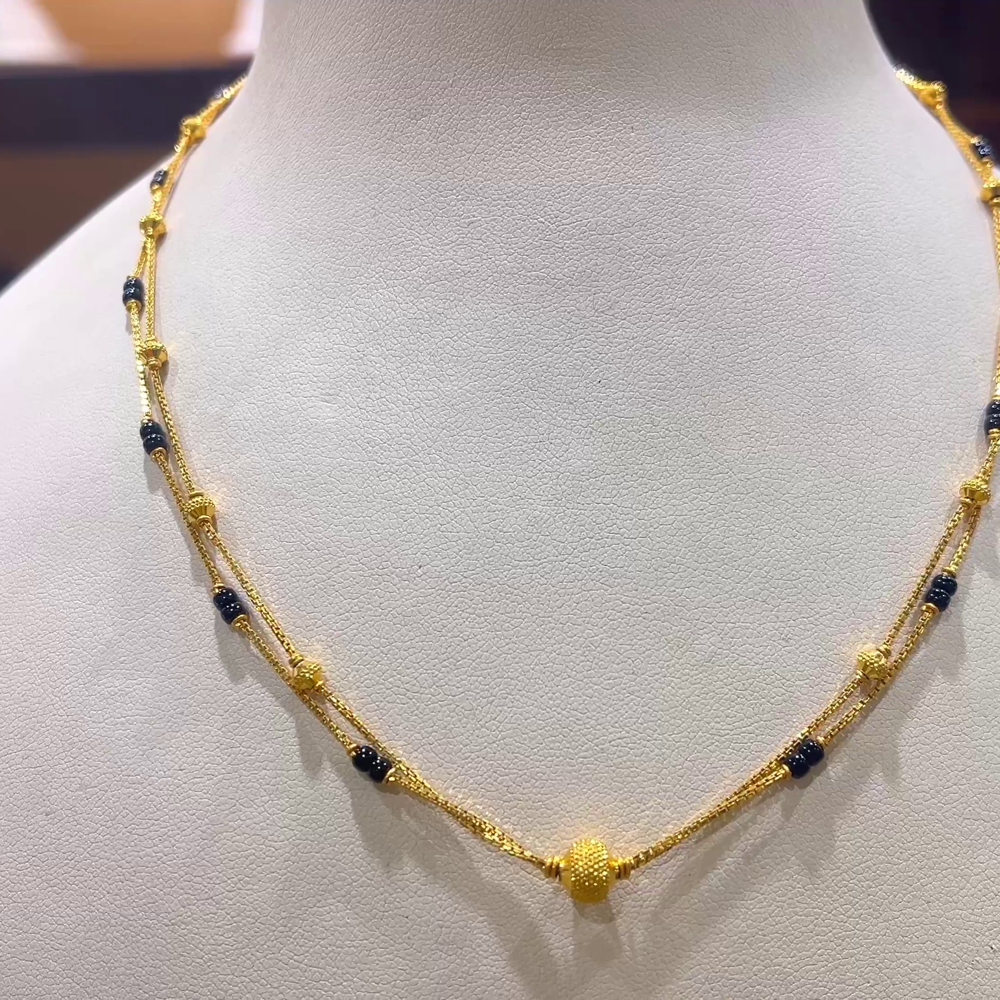CHANDANA Brothers 8.71gms SHORT BLACK BEADS 22K Yellow Gold