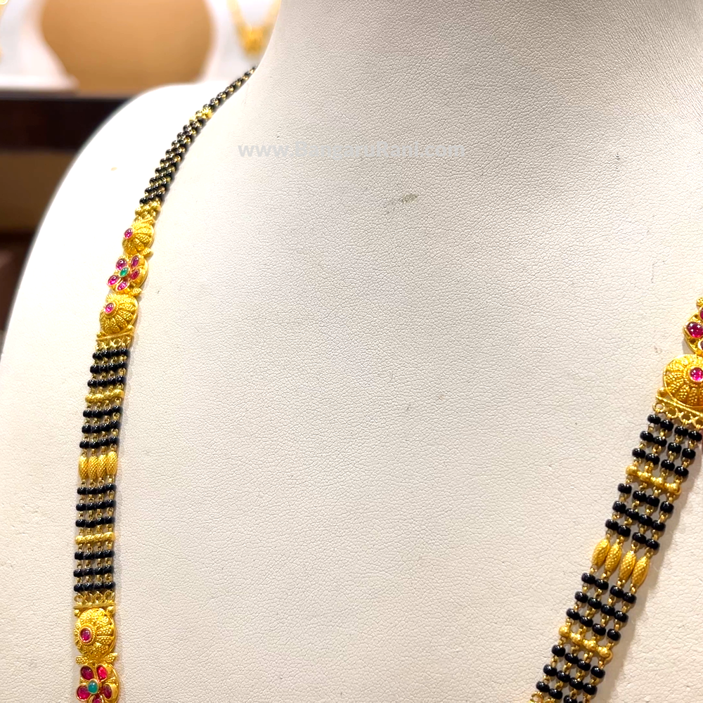 CHANDANA Brothers 39.44gms Long Black Beads 22K Yellow Gold