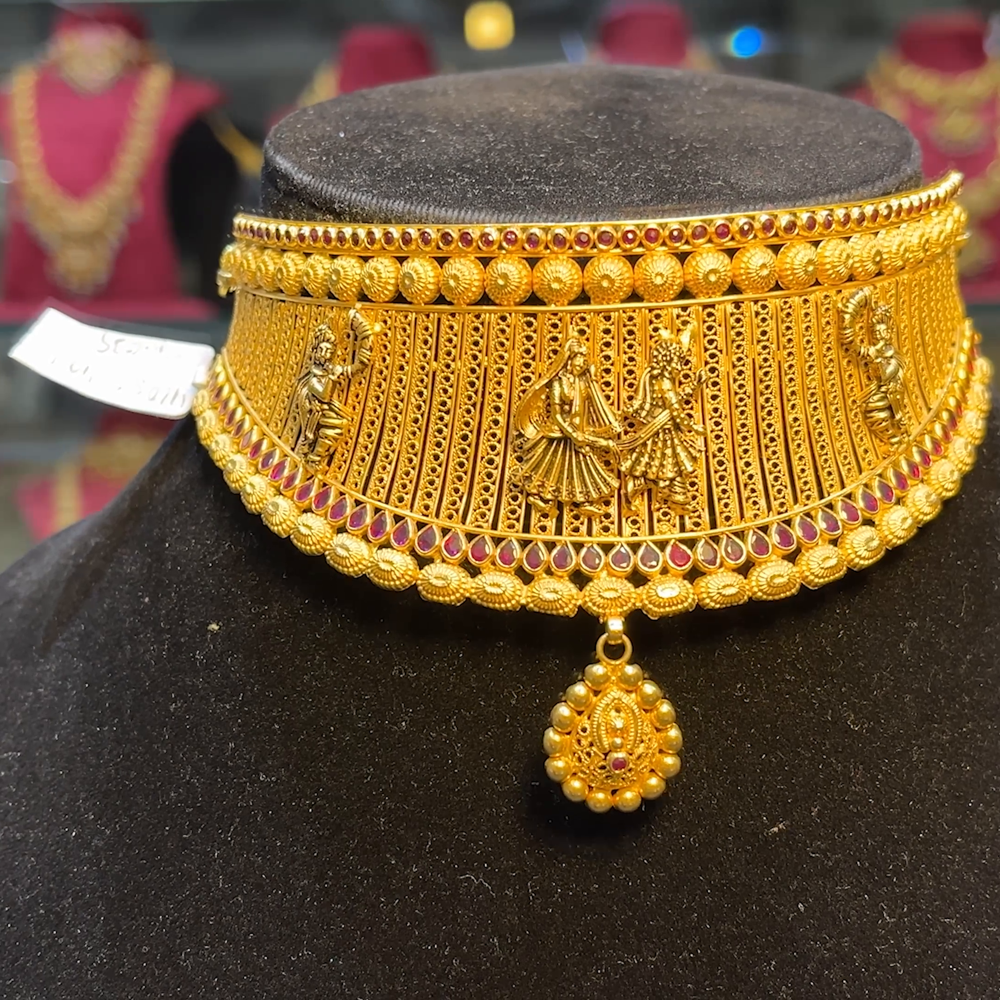 Bridal Gold Jewellery Joker Necklace Model Indian Bridal Gram Gold