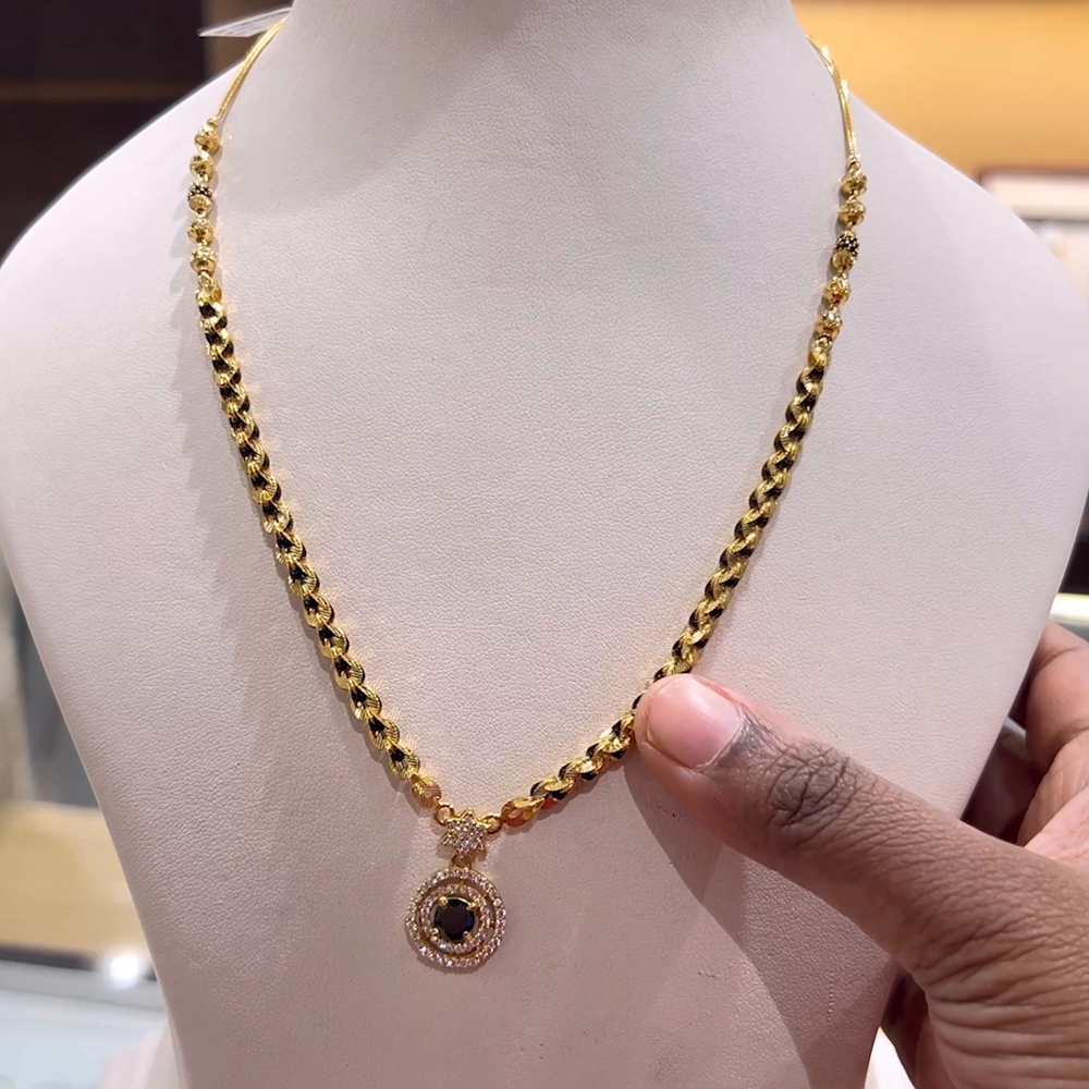 CHANDANA Brothers 13.39gms SHORT BLACK BEADS 22K Yellow Gold