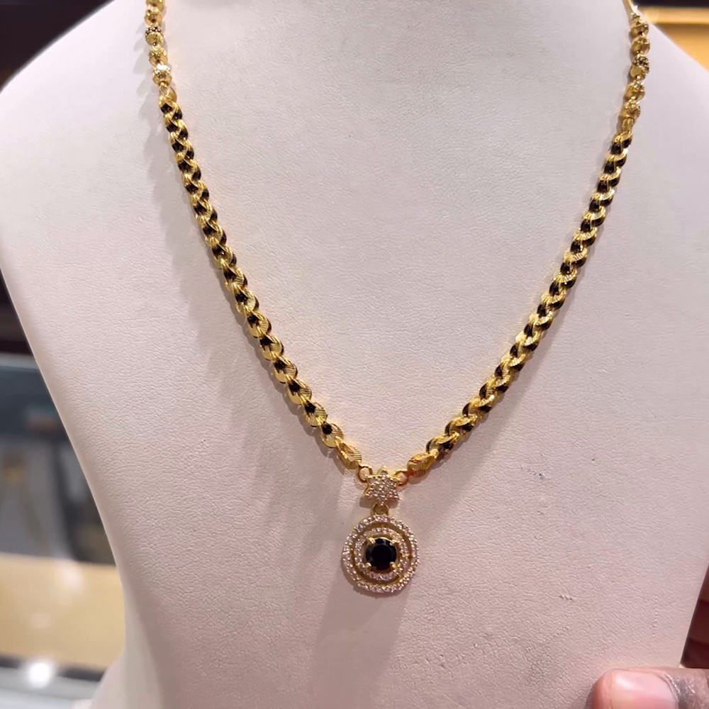 CHANDANA Brothers SHORT BLACK BEADS 22K Yellow Gold
