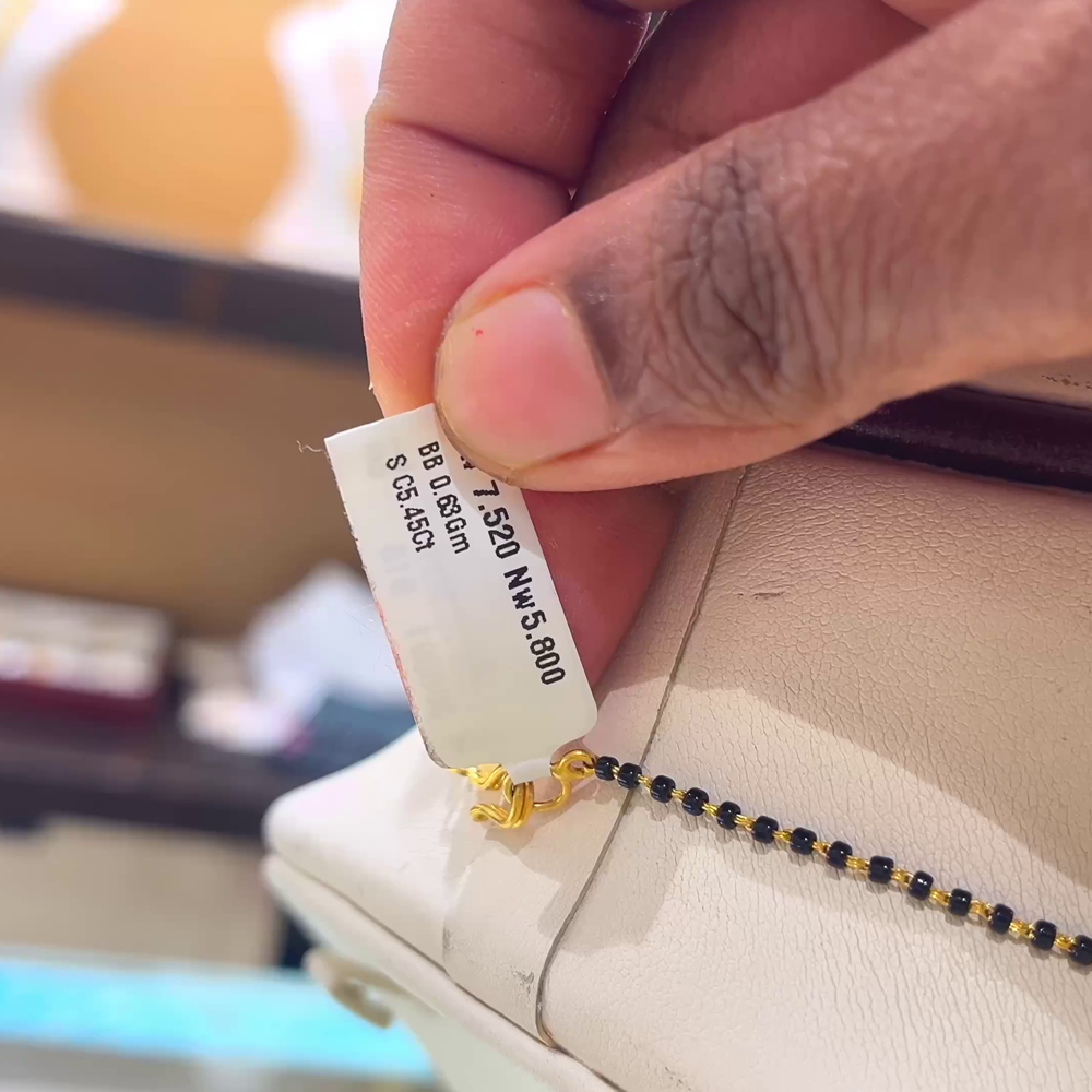 CHANDANA Brothers 5.8gms SHORT BLACK BEADS 22K Yellow Gold