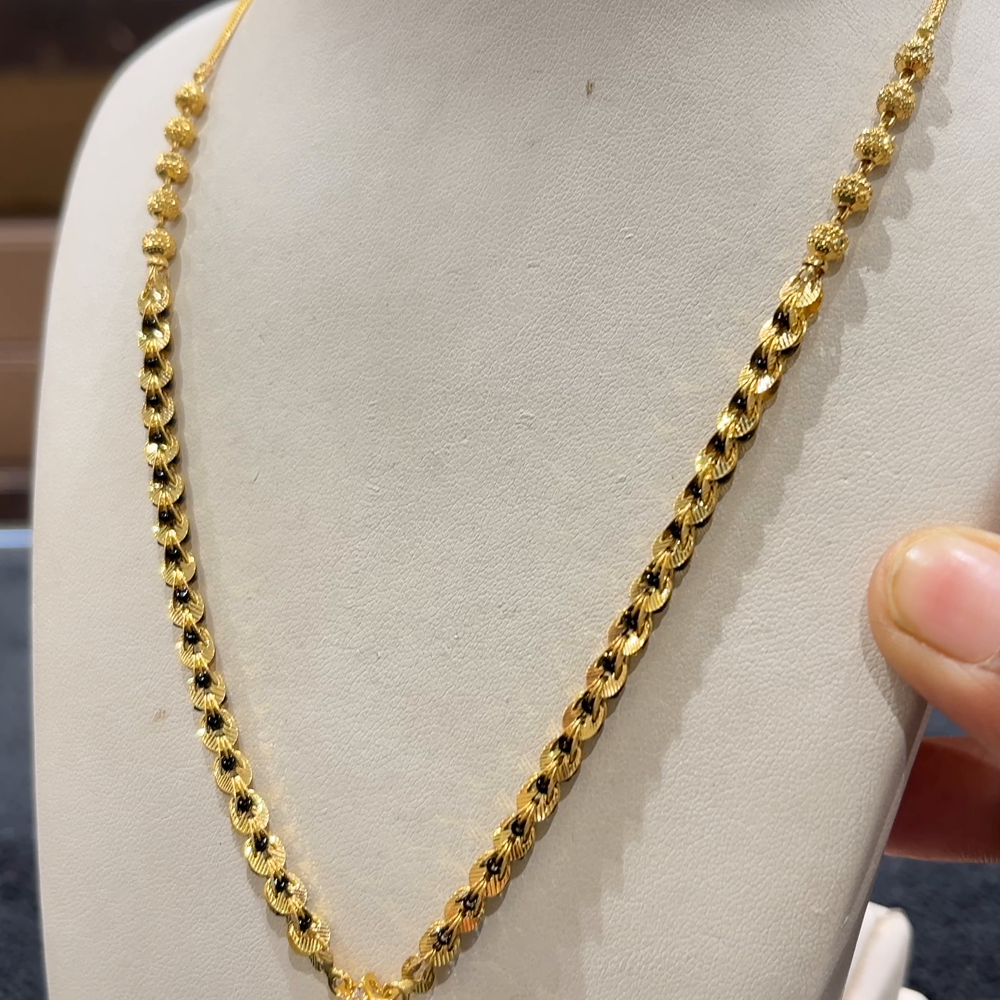 CHANDANA Brothers 13.23gms SHORT BLACK BEADS 22K Yellow Gold