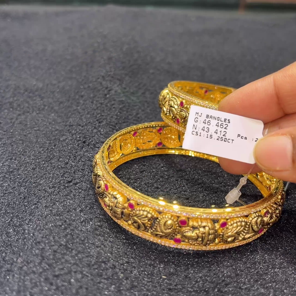 RS BROTHERS 43.412gms BANGLES 22K Nakshi