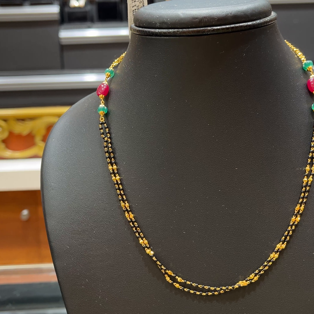 RS BROTHERS 7.337gms SHORT BLACK BEADS 22K Yellow Gold