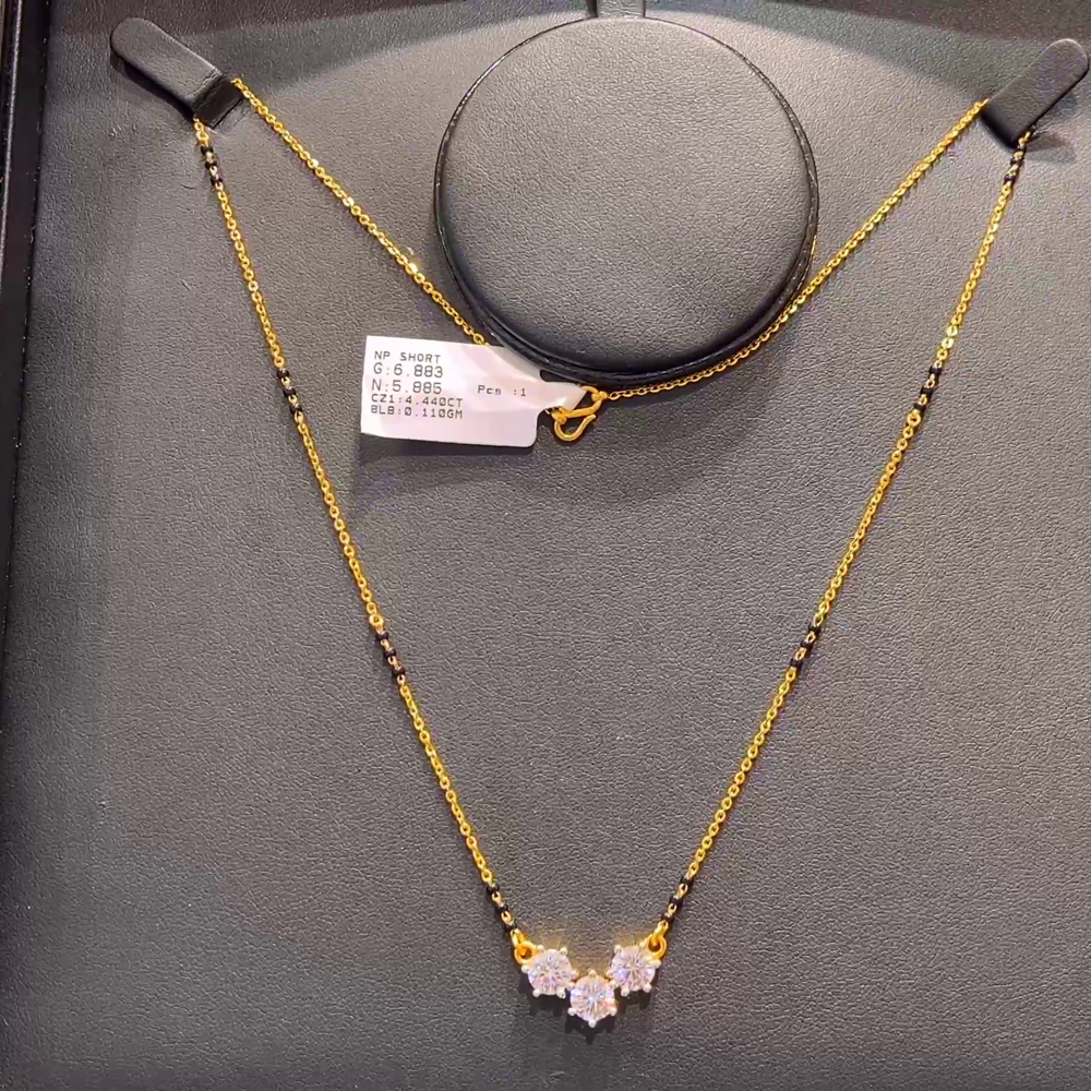 SOUTH INDIA 5.885gms SHORT BLACK BEADS 22K Yellow Gold