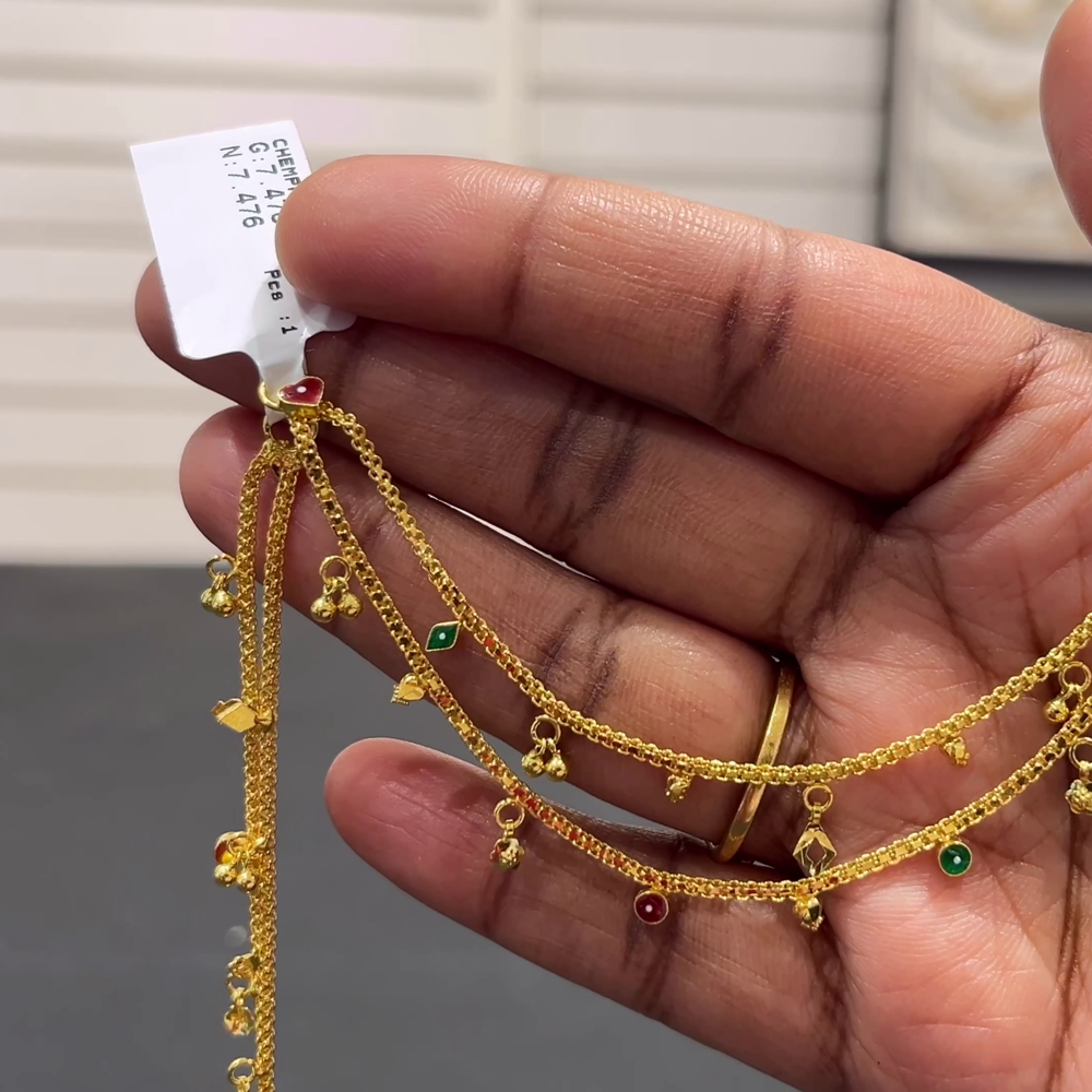 SOUTH INDIA 7.476gms Chempasaralu 22K Yellow Gold