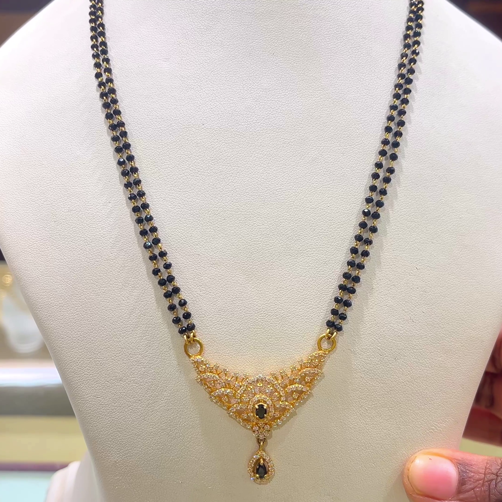 CHANDANA Brothers 10.9gms SHORT BLACK BEADS 22K Yellow Gold