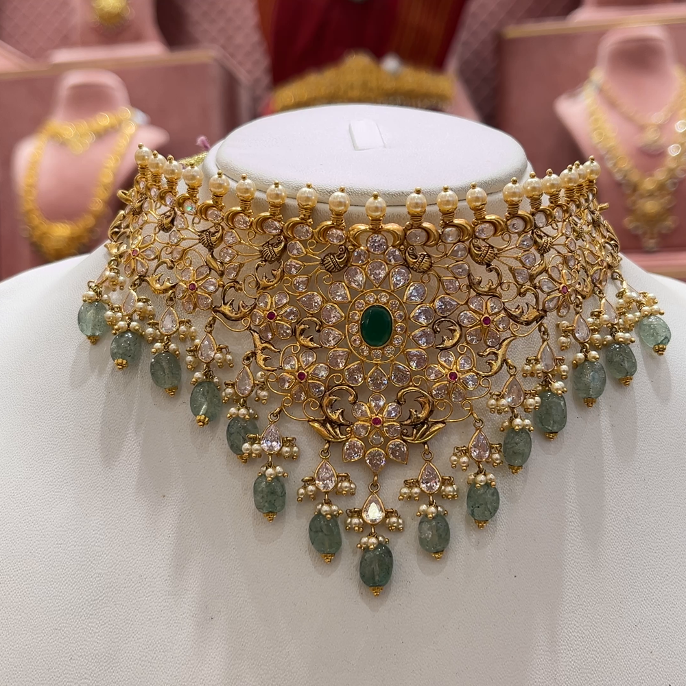 Uncut Diamond Choker Sets With Price 18K Gold '4 In Detachable