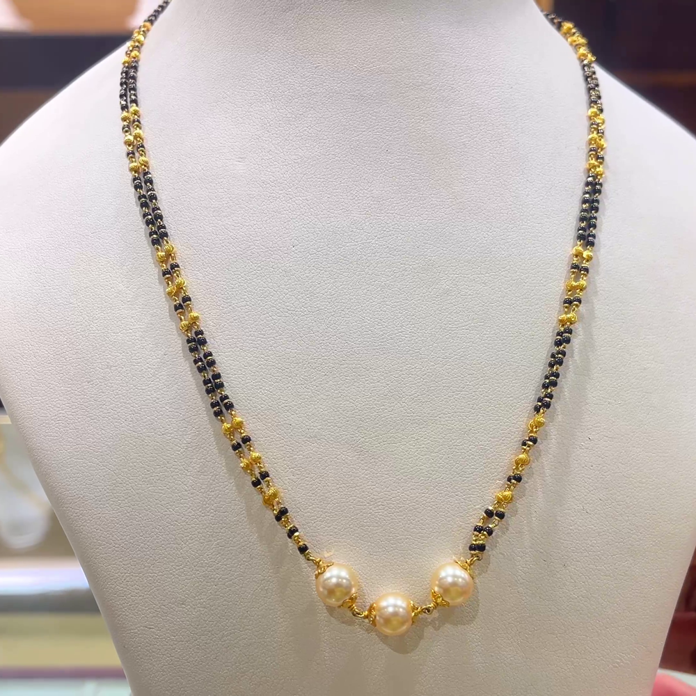 CHANDANA Brothers 8.66gms SHORT BLACK BEADS 22K Yellow Gold