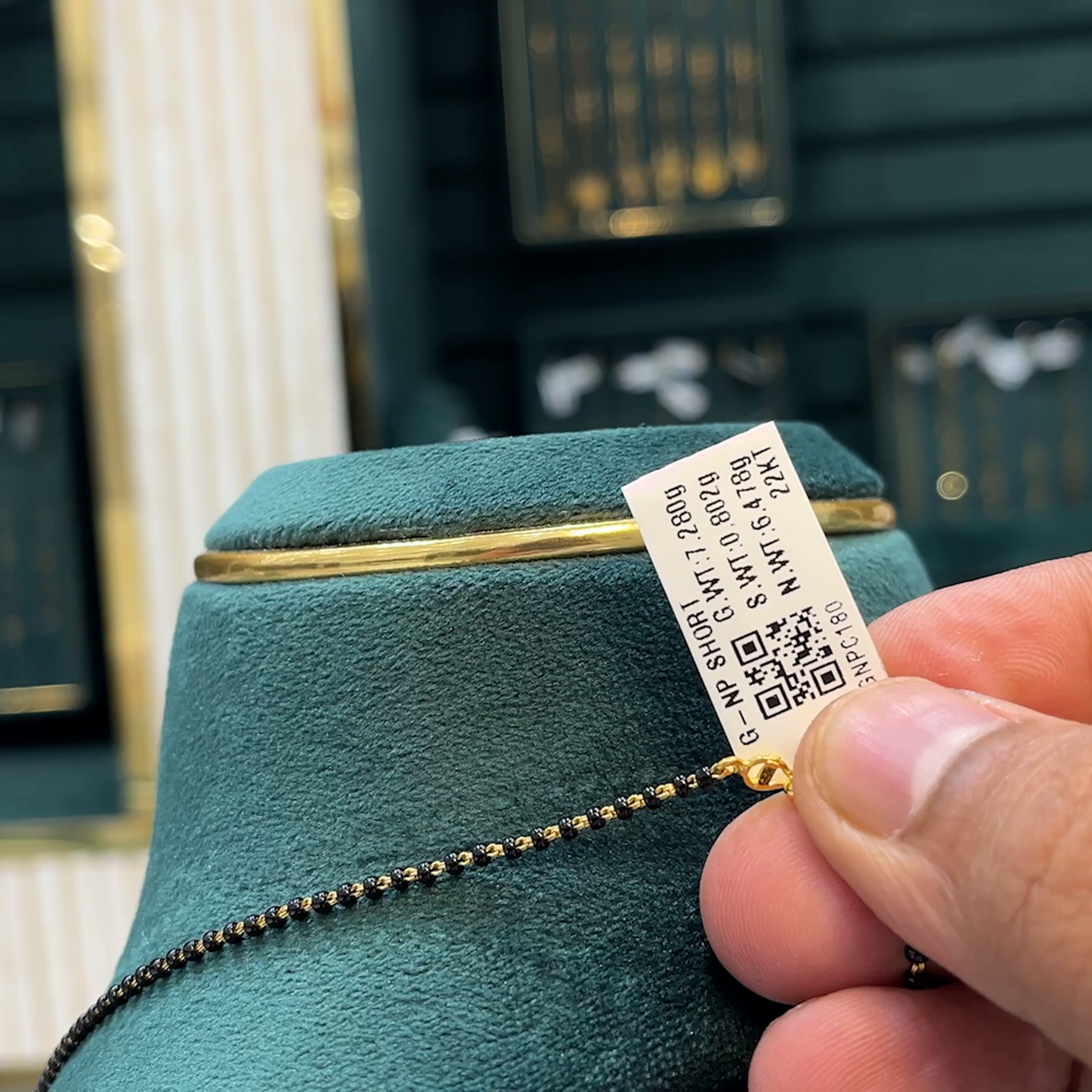 Kriya Jewellers 6.478gms SHORT BLACK BEADS 22K Yellow Gold