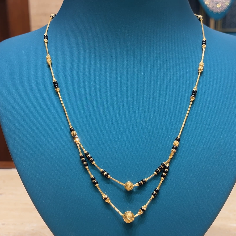 Chennai Shopping Mall SHORT BLACK BEADS 22K Yellow Gold