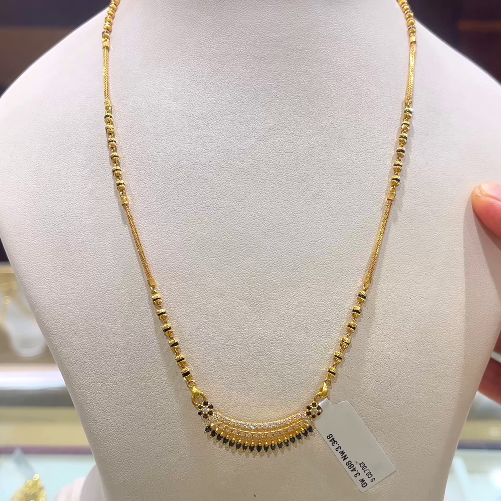 CHANDANA Brothers 10.498gms SHORT BLACK BEADS 22K Yellow Gold