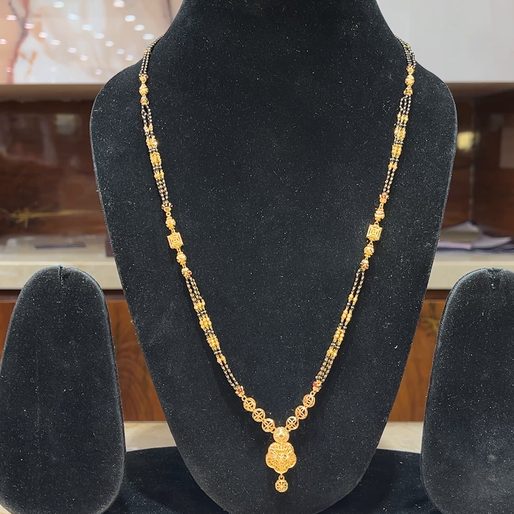 MUKUNDA JEWELLERS Long Black Beads 22K Yellow Gold - Main Image