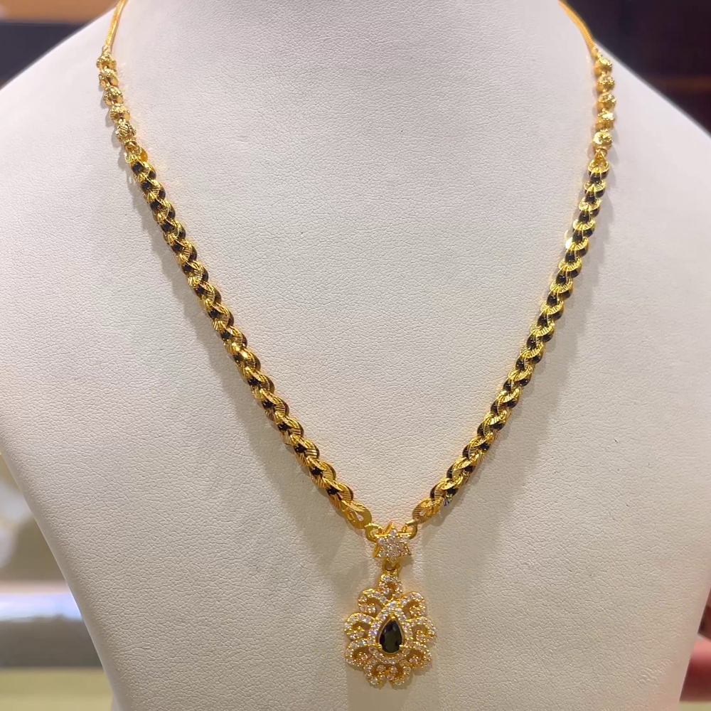 CHANDANA Brothers 13.39gms SHORT BLACK BEADS 22K Yellow Gold