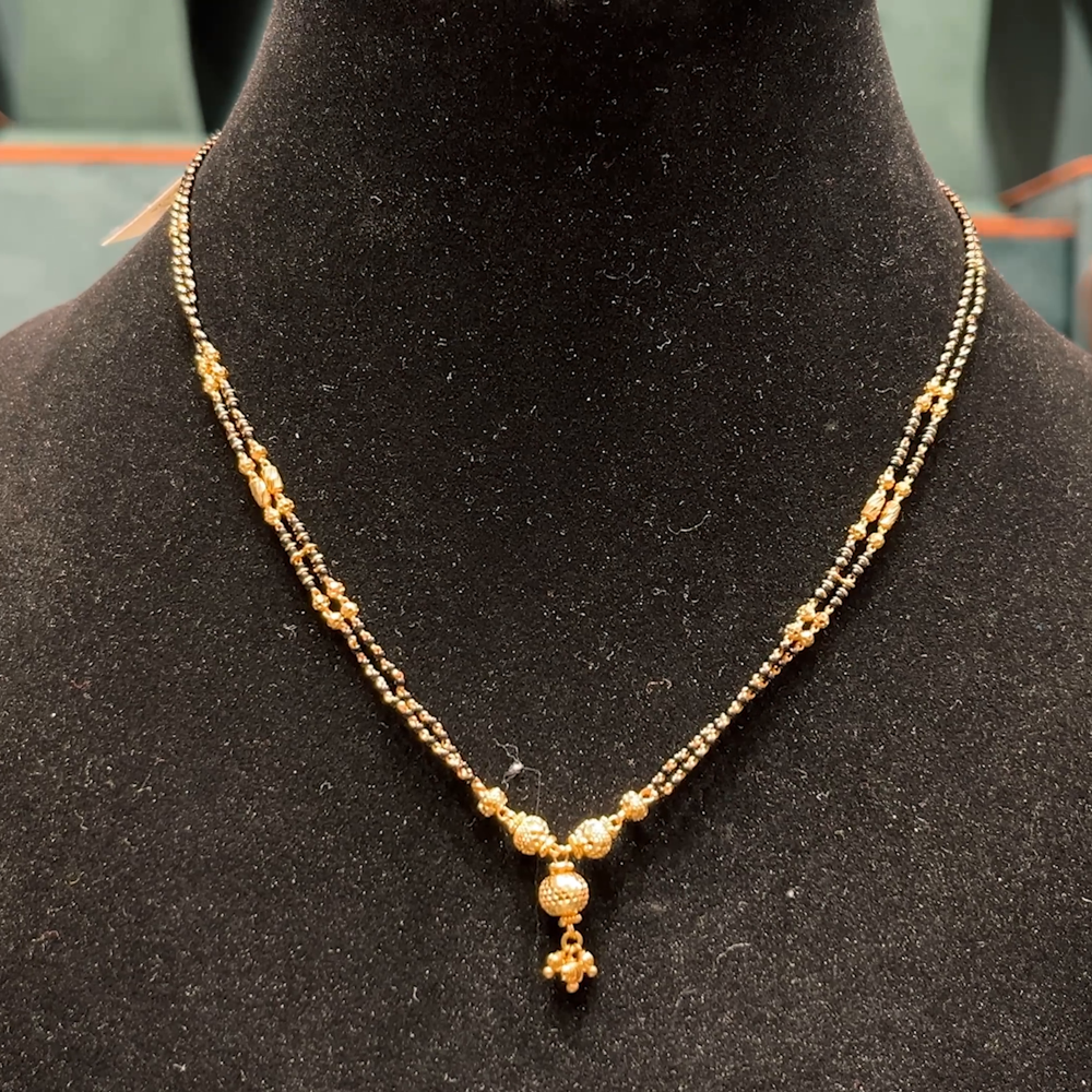 CMR SHORT BLACK BEADS 22K Yellow Gold – BangaruRani