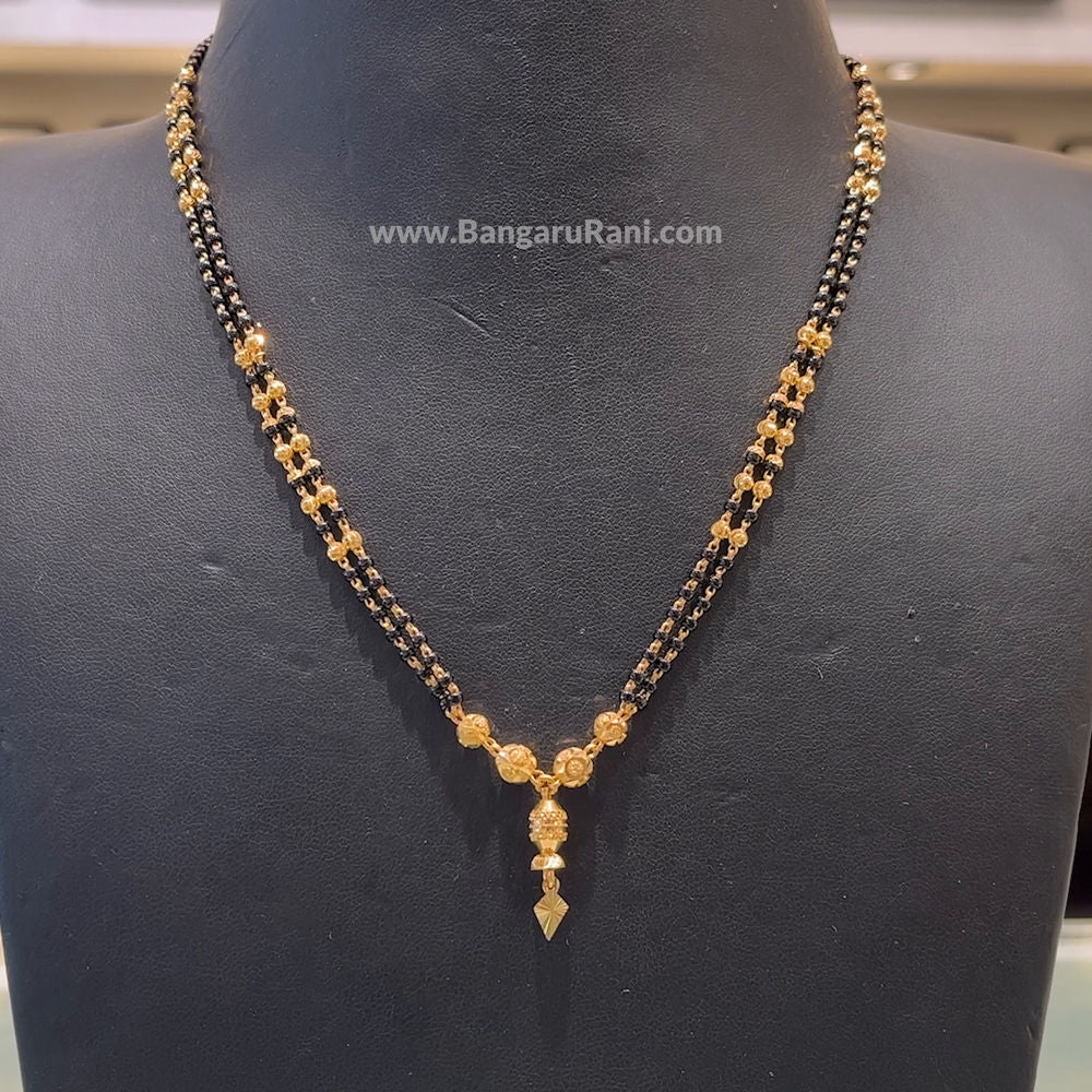 Black beads gold chain models in khazana with price discount