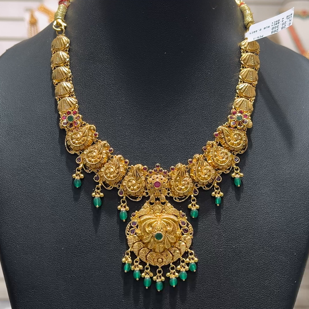 SOUTH INDIA 26.368gms NECKLACE 22K Yellow Gold BangaruRani