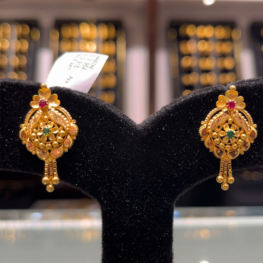 Earrings With Price Gram Jhumka SOUTH INDIA EARRINGS 22K Yellow