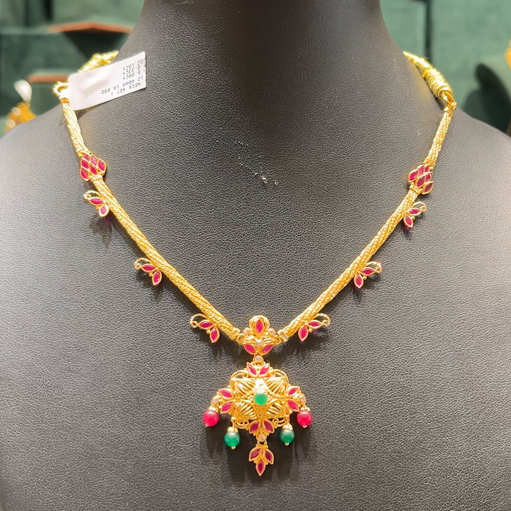 CMR 10.89gms NECKLACE 22K Yellow Gold BangaruRani