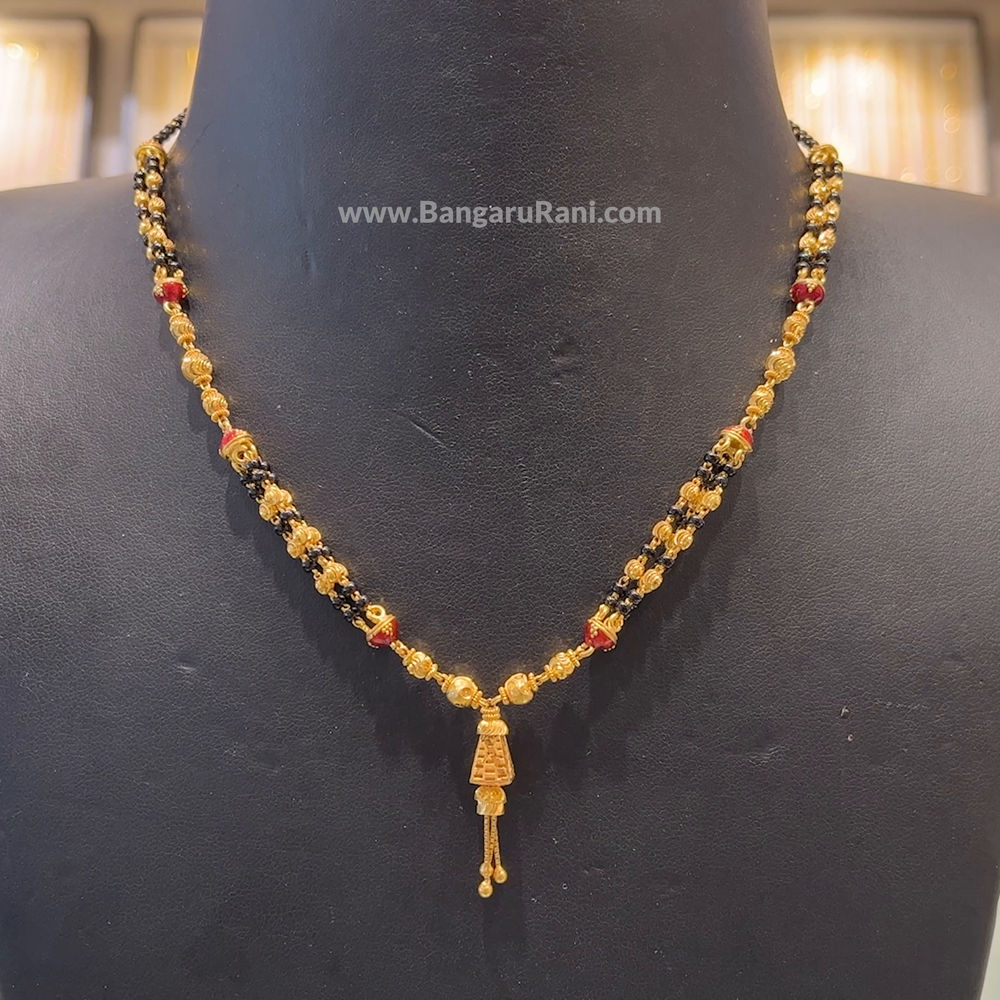SOUTH INDIA 16.836gms SHORT BLACK BEADS 22K Yellow Gold BangaruRani