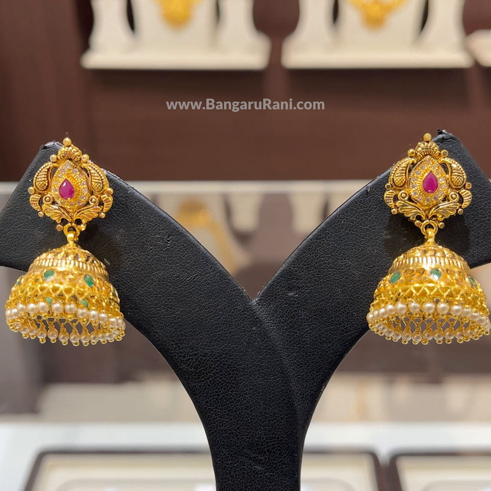 22K Yellow Gold Jhumka Earrings