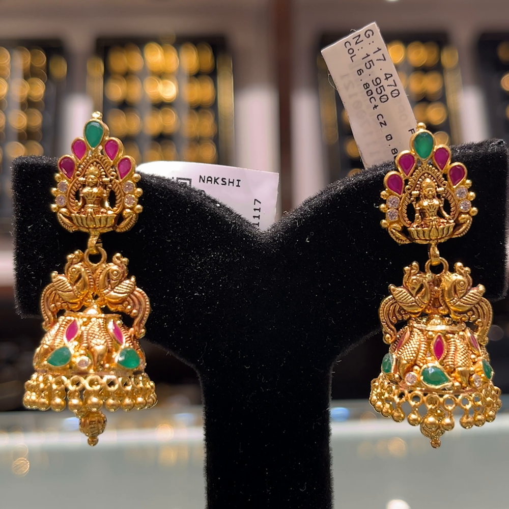 Jewellery Gold Earrings Butta Model SOUTH INDIA EARRINGS 22K - Main Image
