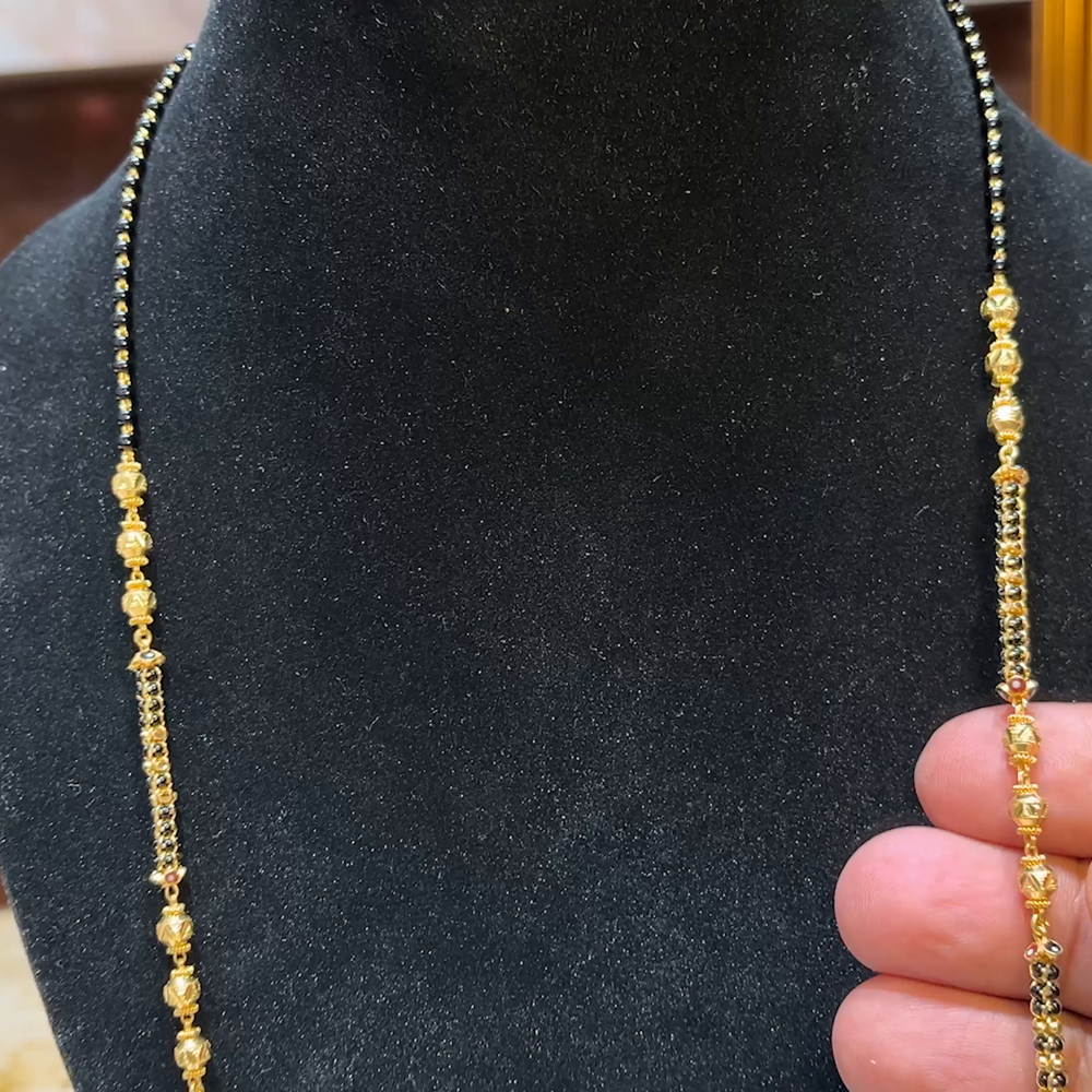 MUKUNDA JEWELLERS 22.14gms Long Black Beads 22K Yellow Gold