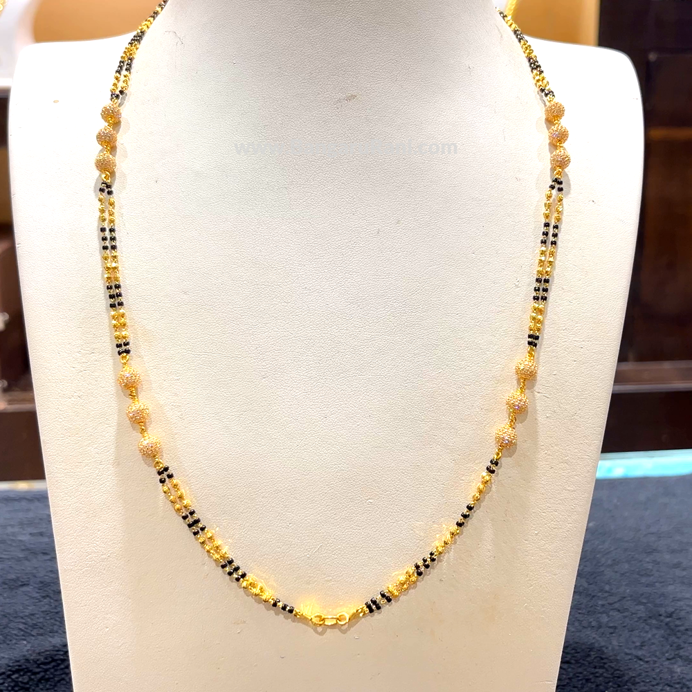 CHANDANA Brothers 17.88gms Long Black Beads 22K Yellow Gold