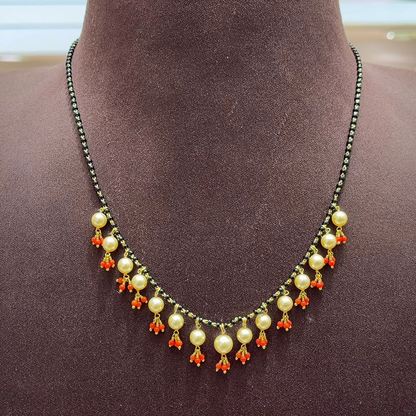 SwarnaKanchi 5.221gms SHORT BLACK BEADS 22K Yellow Gold