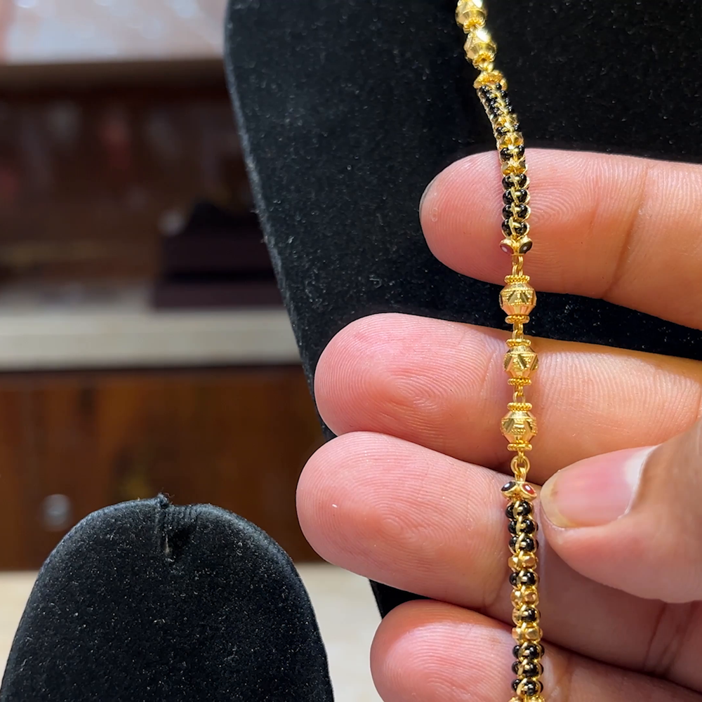 MUKUNDA JEWELLERS 22.14gms Long Black Beads 22K Yellow Gold