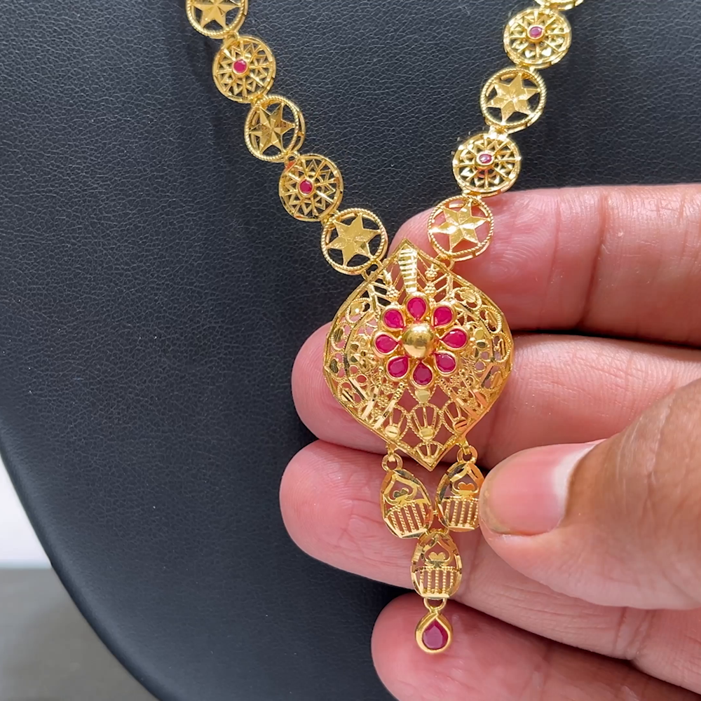 MUKUNDA JEWELLERS 24.32gms NECKLACE 22K Nakshi