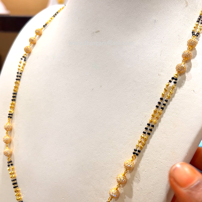 CHANDANA Brothers 17.88gms Long Black Beads 22K Yellow Gold