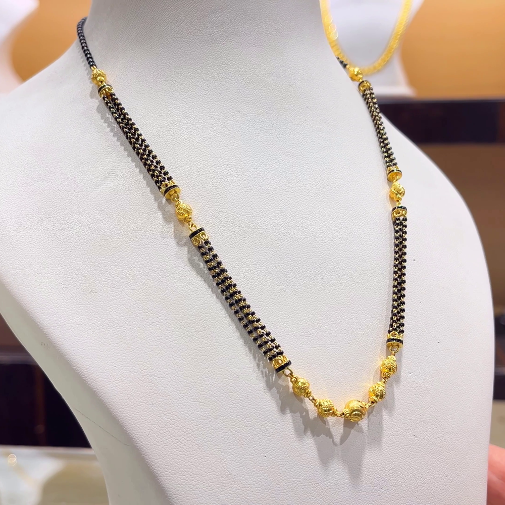 CHANDANA Brothers 12.47gms SHORT BLACK BEADS 22K Yellow Gold