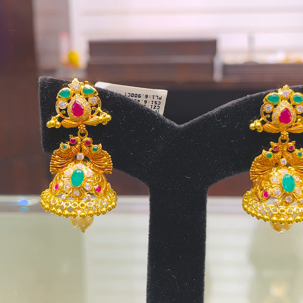 SOUTH INDIA 23.38gms EARRINGS 22K Yellow Gold