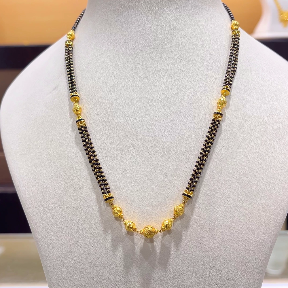 CHANDANA Brothers 12.47gms SHORT BLACK BEADS 22K Yellow Gold