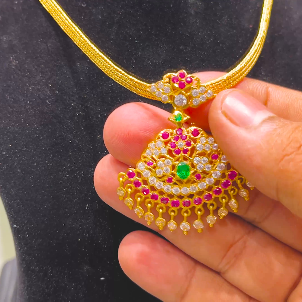 Gold Attigai Designs With Price SOUTH INDIA NECKLACE 22K
