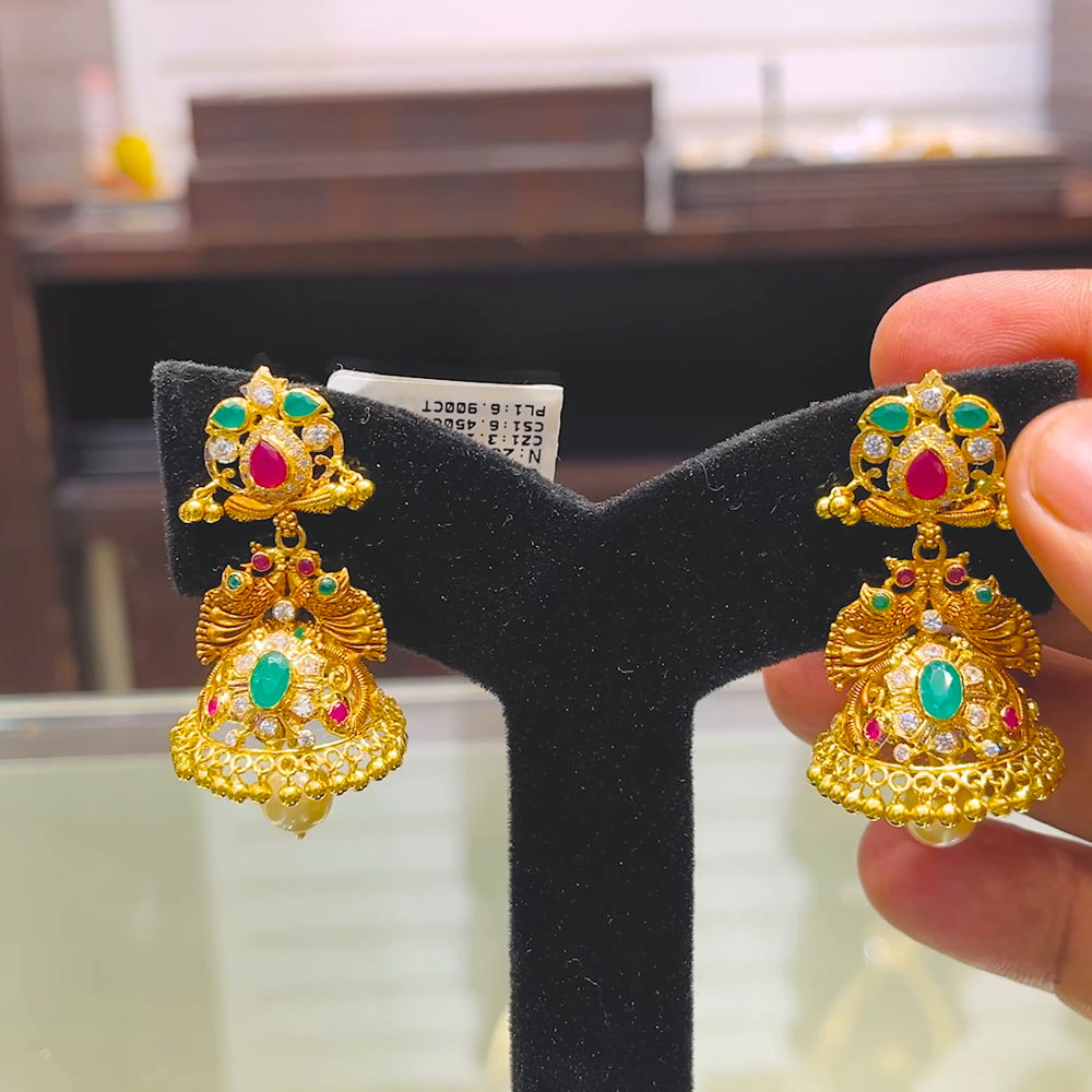 SOUTH INDIA 23.38gms EARRINGS 22K Yellow Gold