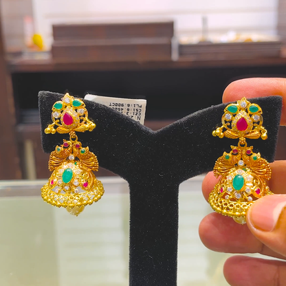 SOUTH INDIA 23.38gms EARRINGS 22K Yellow Gold