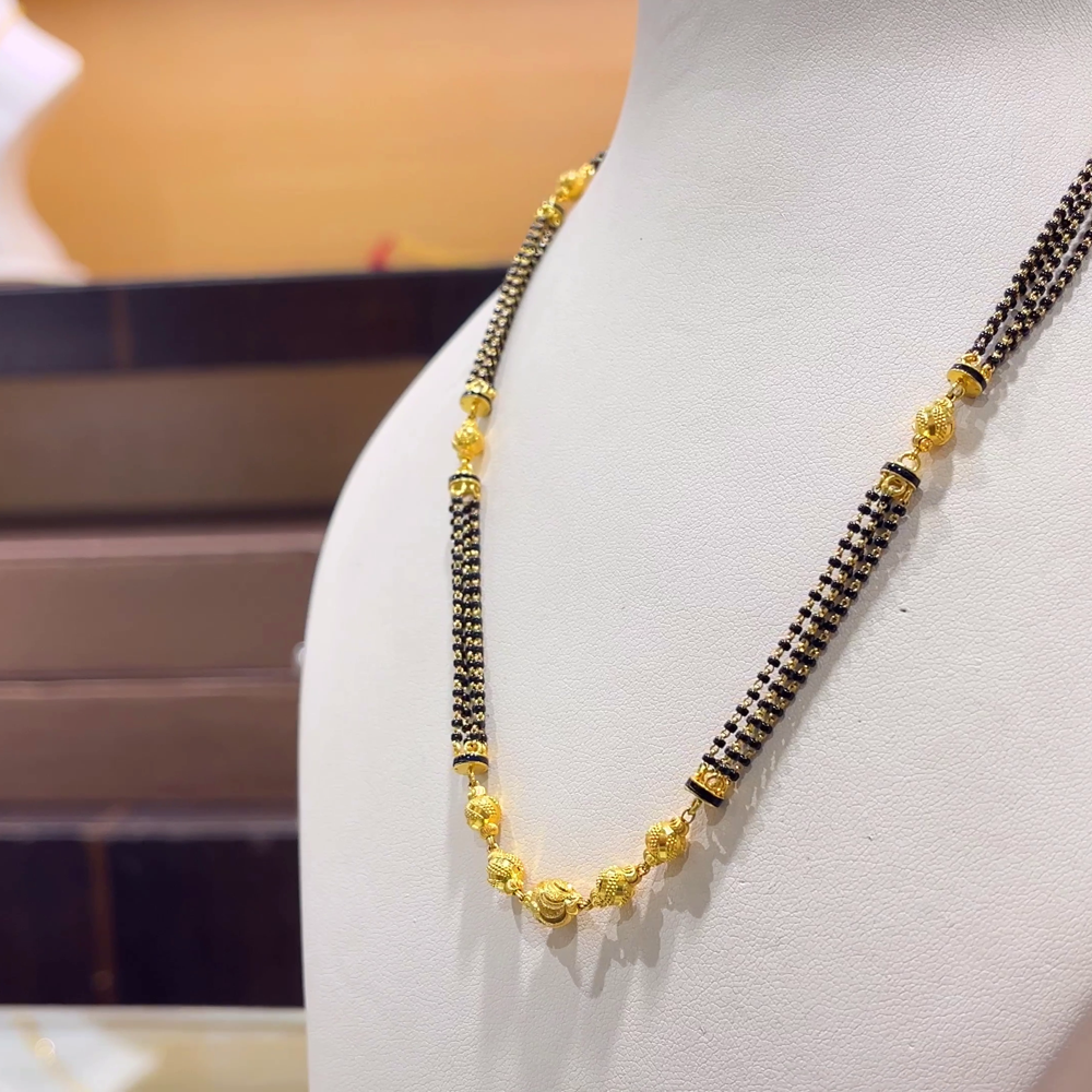 CHANDANA Brothers 12.47gms SHORT BLACK BEADS 22K Yellow Gold